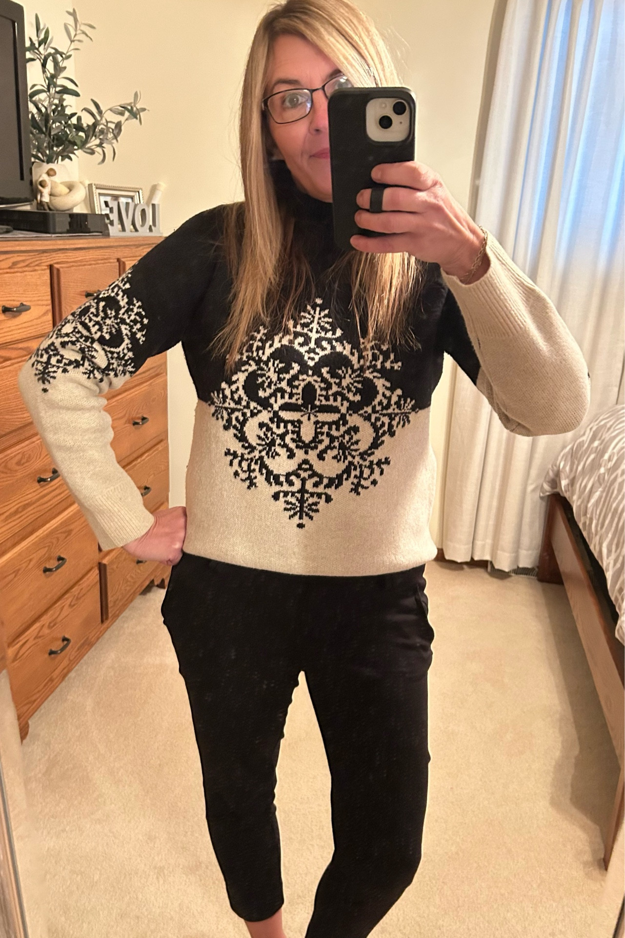 Perfect Winter Outfit for those cold work days. 
Size Small in Sweater
#Teacherootd #blackwhitestyle 

#LTKFindsUnder50 #LTKStyleTip #LTKWorkwear