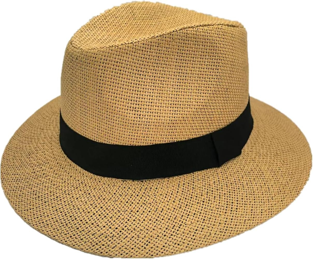 Classic Flat Wide Brim Straw Hat Panama Fedora Hat Safari Sun Protection Hat UPF50+ for Women and... | Amazon (US)