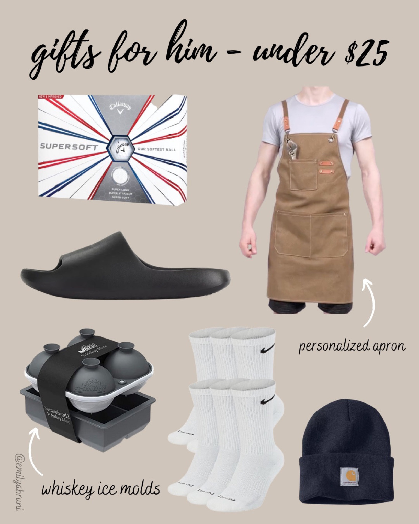 Gifts for him under $25!

- golf balls
- whiskey ice molds
- slides 
- Nike socks 

#LTKsalealert #LTKCyberweek #LTKGiftGuide