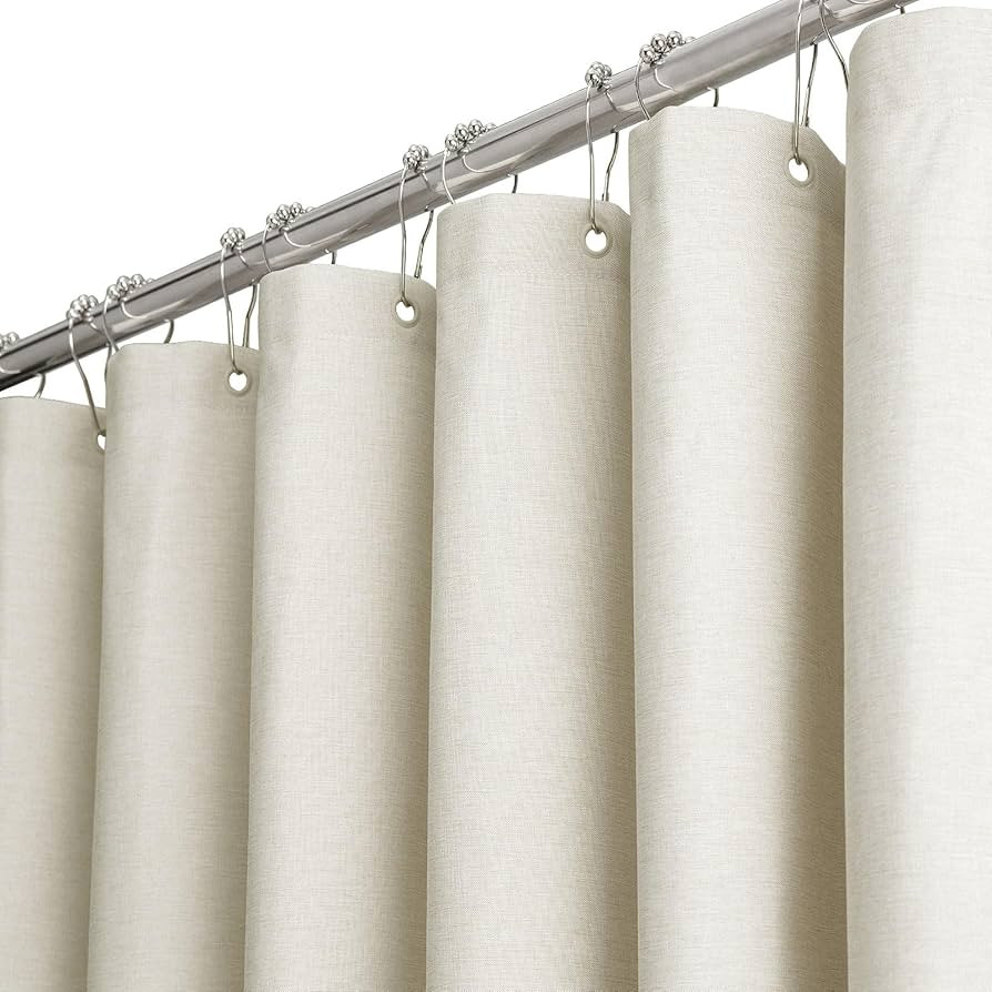 BTTN 96 Inch Extra Long Shower Curtain - Linen Textured Heavy Duty Tall Fabric Shower Curtain Set... | Amazon (US)