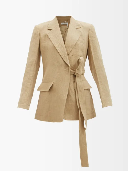 Chloé - Tied Linen-twill Suit Jacket - Womens - Beige | Matches (US)
