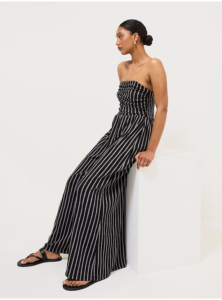 Black Striped Ruched Jumpsuit | George