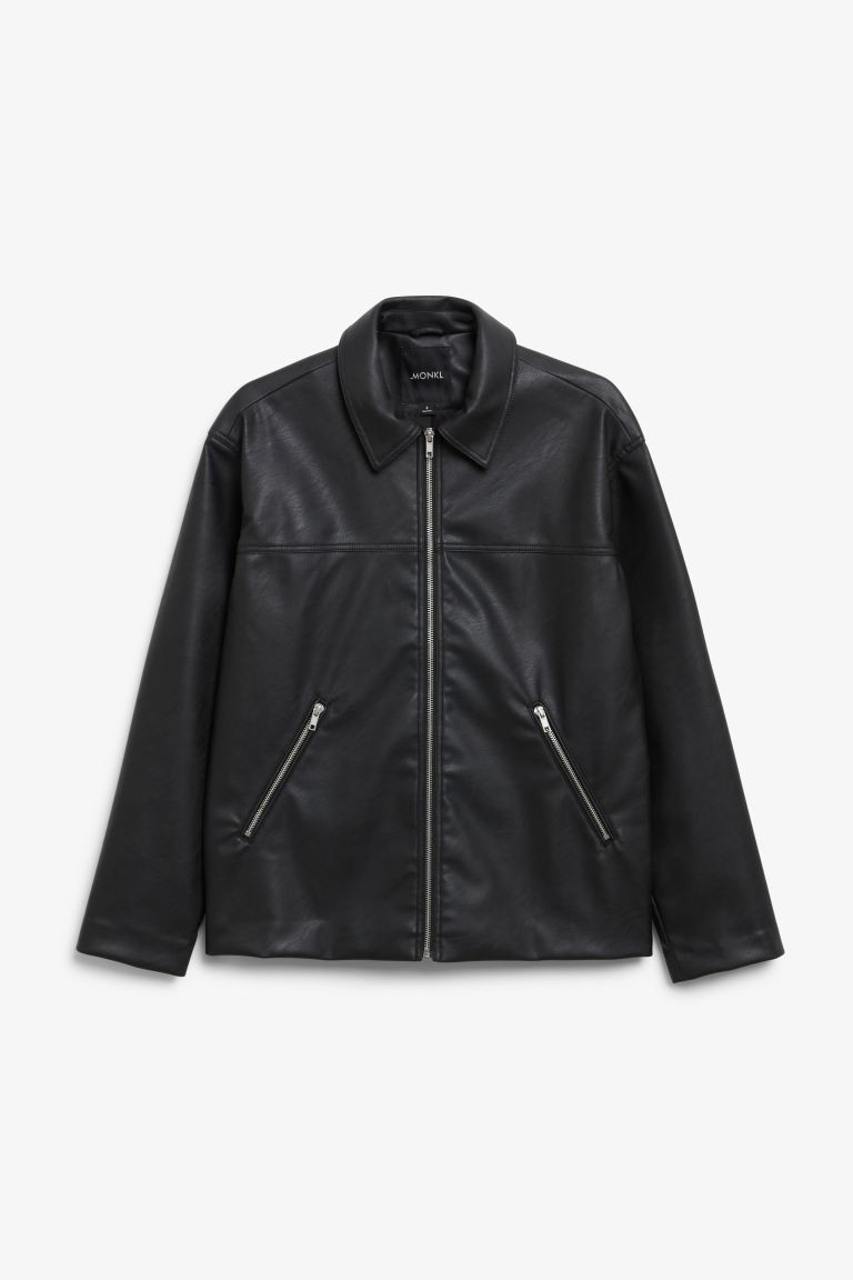 Faux-leather zip-up biker jacket | H&M (UK, MY, IN, SG, PH, TW, HK)