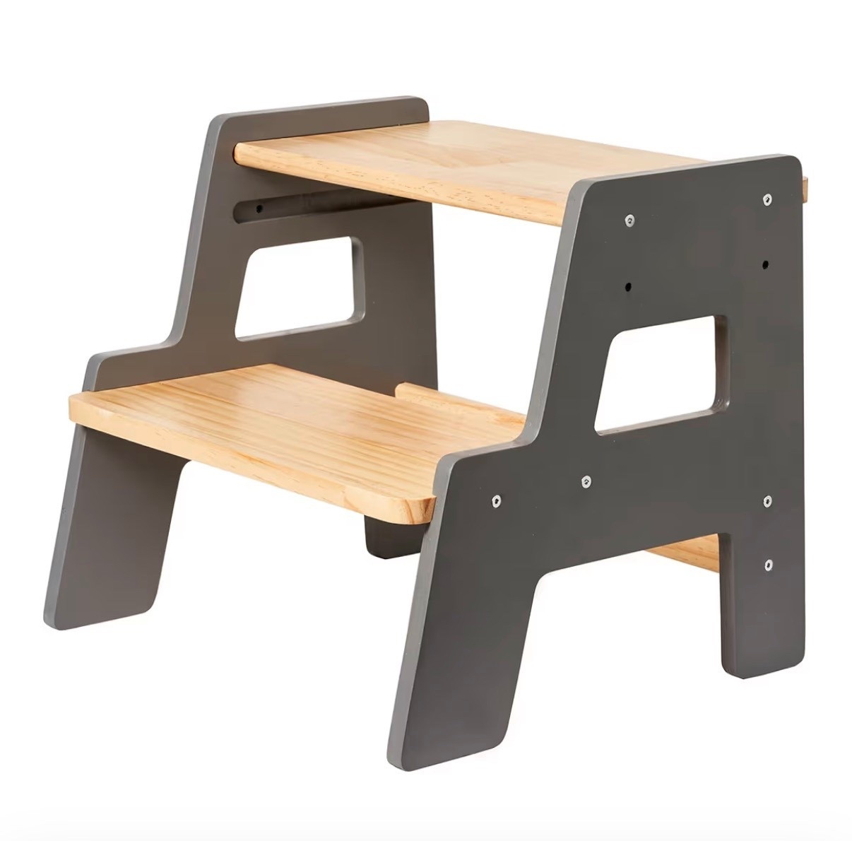 Toddler Step Stool for Kids - Height Adjustable Non-Slip Wooden Step Stool for Bathroom Sink, Kitchen & Potty Training 2-Step - Grey

#LTKKids