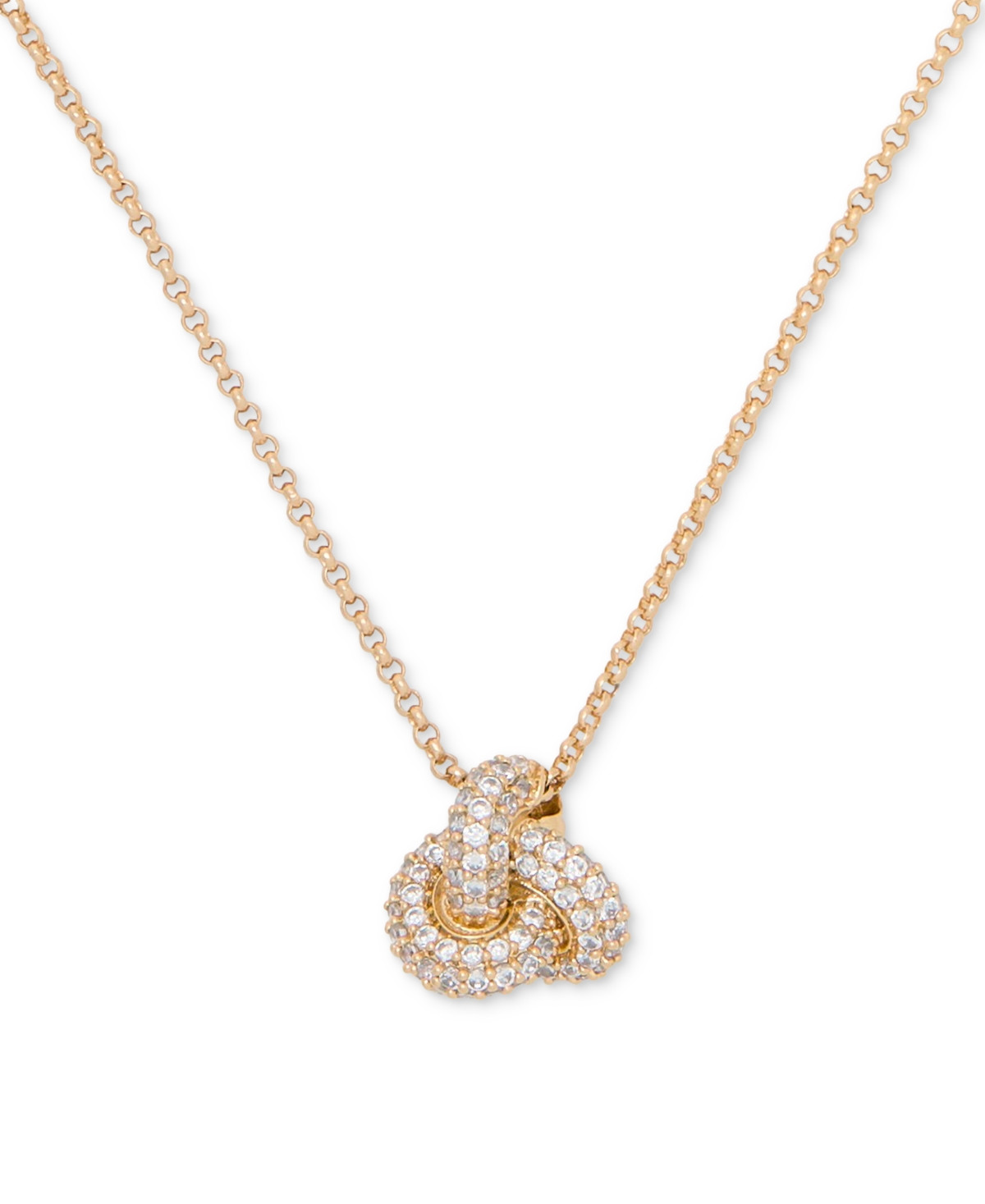 kate spade new york Gold-Tone Pave Double Knot Pendant Necklace, 16" + 3" extender - Clear/gold | Macy's