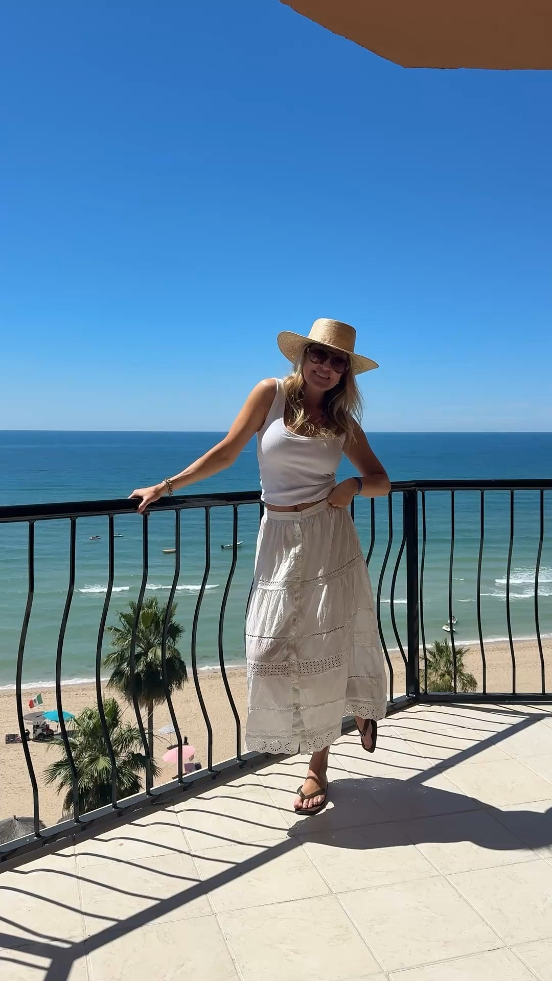 Love this white flowy skirt for spring and summer! Best bra free tank and jelly sandals with straw ha! 

#LTKgrwm #LTKootd #LTKTravel