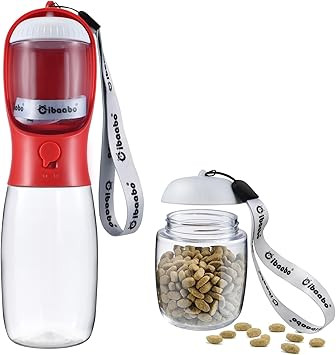 Dog Water Bottle with Food Container, Travel Puppy Water Bowl, Portable Pet Dispenser, Dog Stuff ... | Amazon (US)