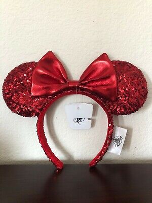 Disney Parks Authentic Pirate Redd Minnie Mouse Red Sequin Ears Bow Headband NWT | eBay US