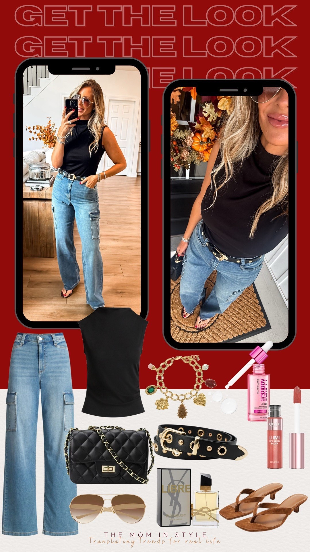 Get the look, walmart finds, fall style, fall outfit, cargo jeans, sleeveless top, casul style, fall accessories, themominstyle. 

#LTKFindsUnder50 #LTKFindsUnder100
