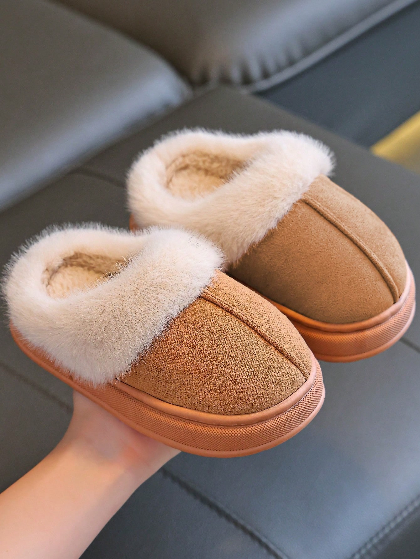 Children Slippers Autumn & Winter Warm Casual Indoor Home Fuzzy Slip-On Slides Non-Slip Thick Sof... | SHEIN