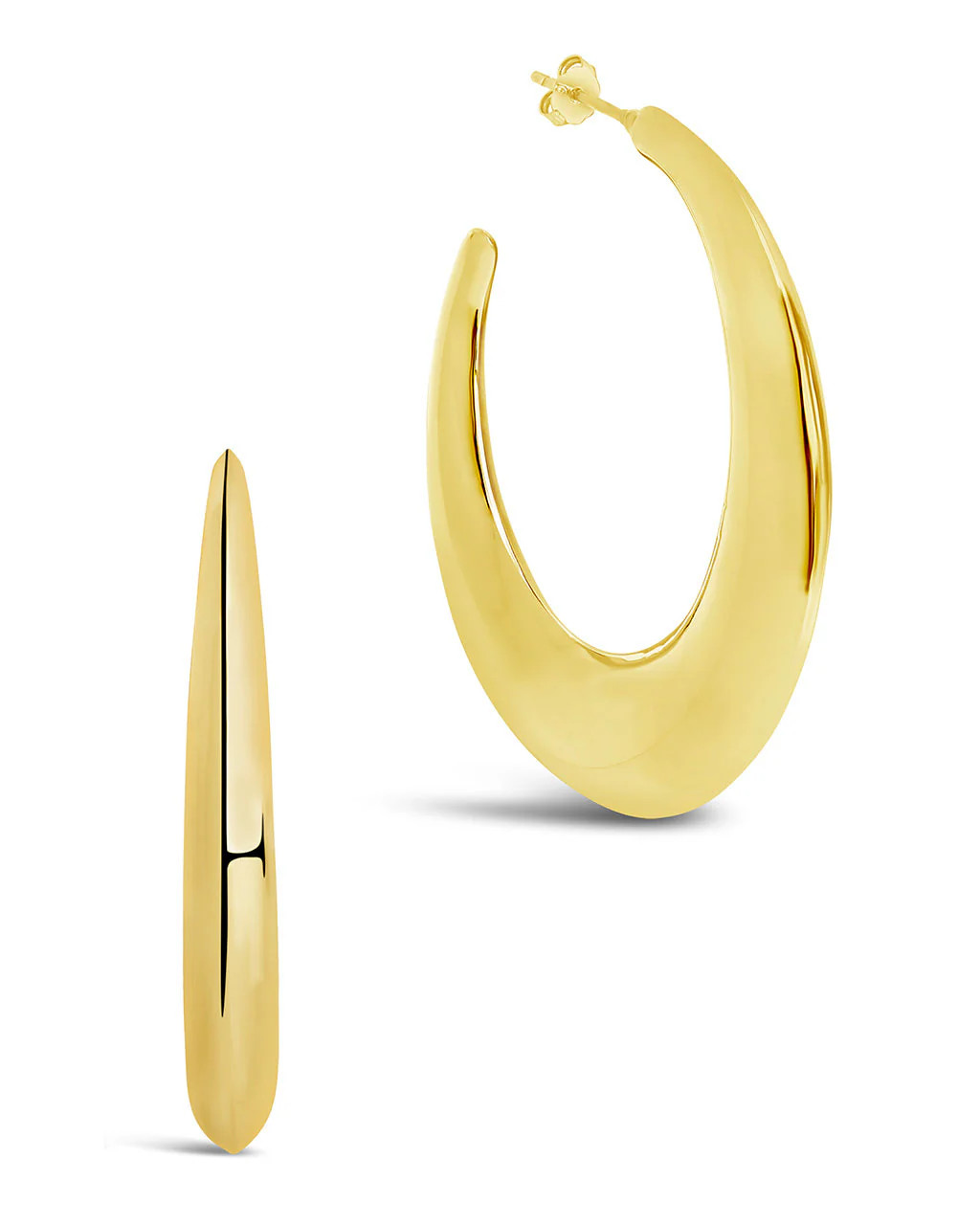 Trixie 2.1" Graduated Tube Stud Hoop Earrings | Sterling Forever