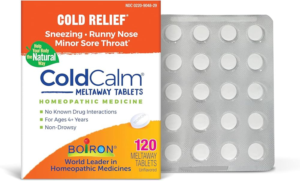 Boiron ColdCalm Tablets for Cold Symptoms of Sneezing, Runny Nose, and Sore Throat - 120 Count | Amazon (US)