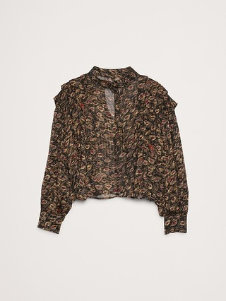 Sheer Pleat-Shoulder Top | Banana Republic (US)