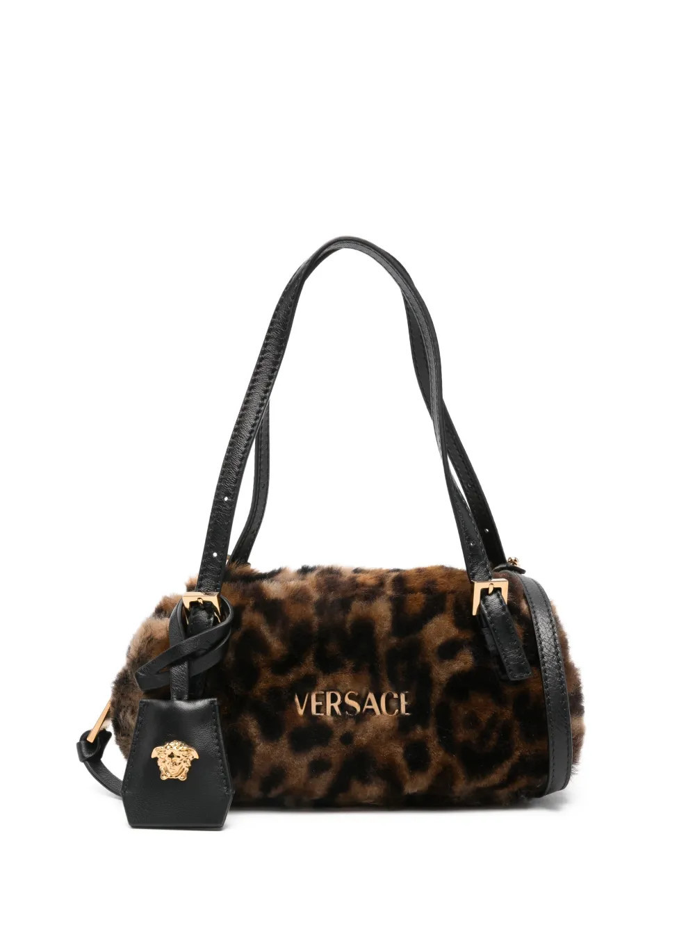 Versace mini Tag leopard-print shoulder bag - Brown | Farfetch Global