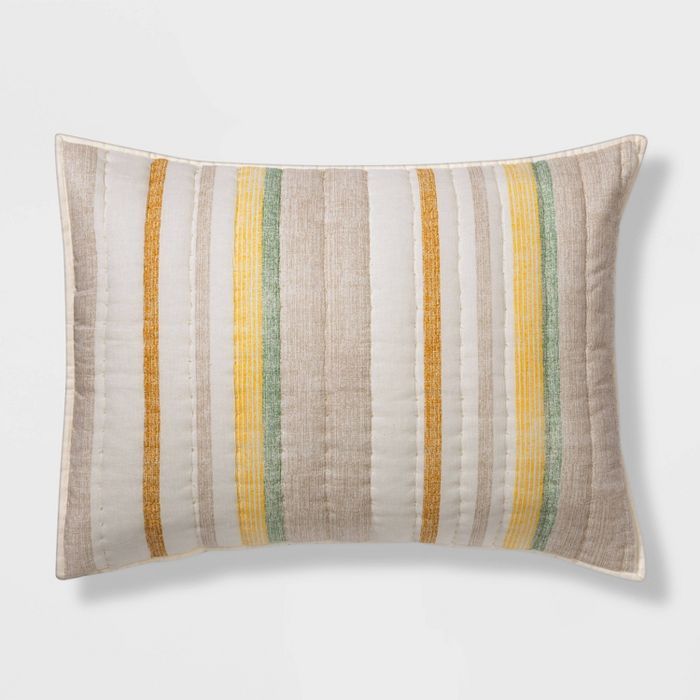 Standard Pick Stitch Stripe Sham Multi - Threshold™ | Target