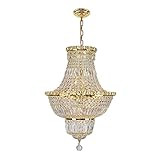 Worldwide Lighting Empire Collection 12 Light Gold Finish Crystal Chandelier 18" D x 27" H Round Med | Amazon (US)