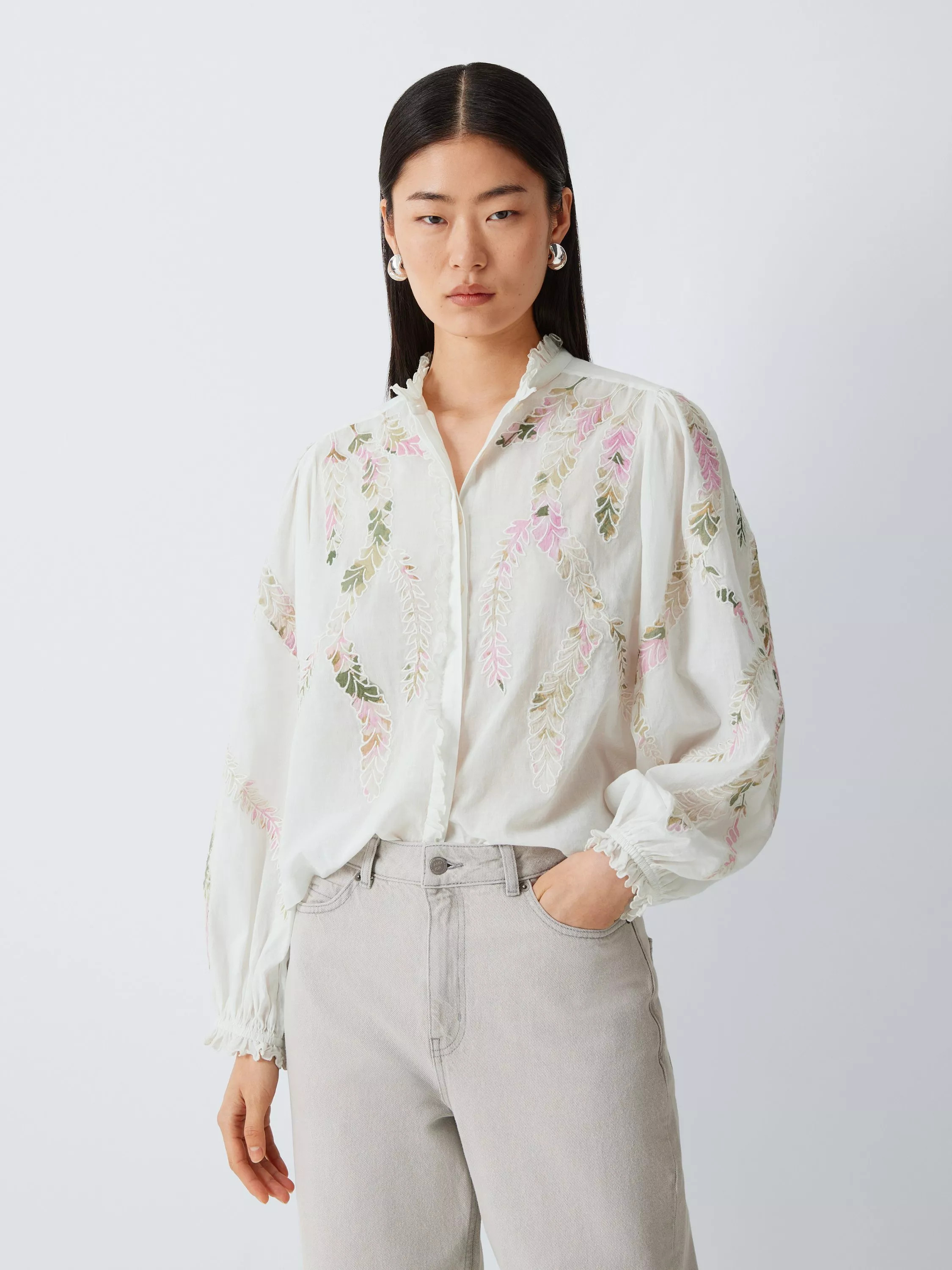 AND/OR Anjoli Applique Shirt, Ivory | John Lewis (UK)