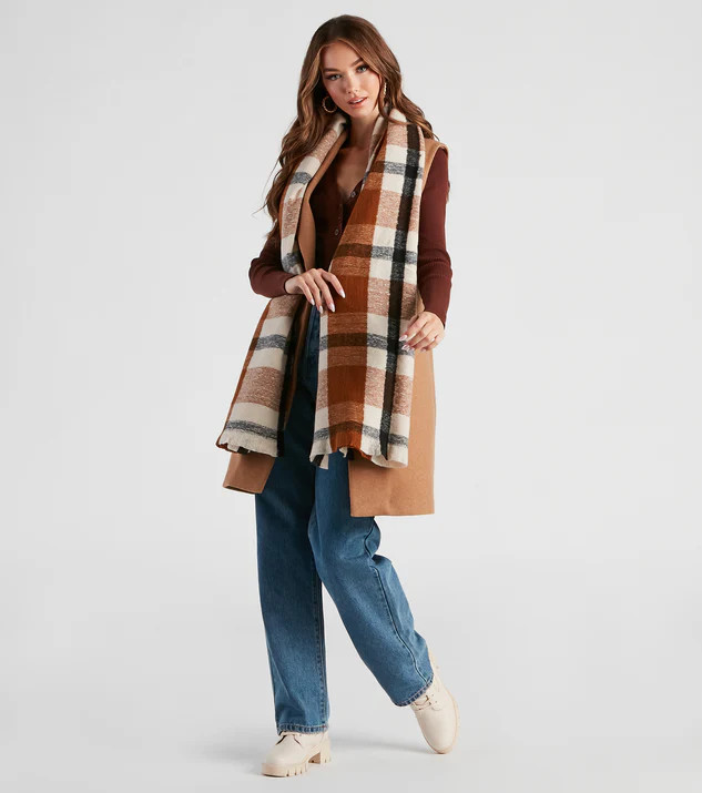 Cold Babe Plaid Blanket Scarf | Windsor Stores