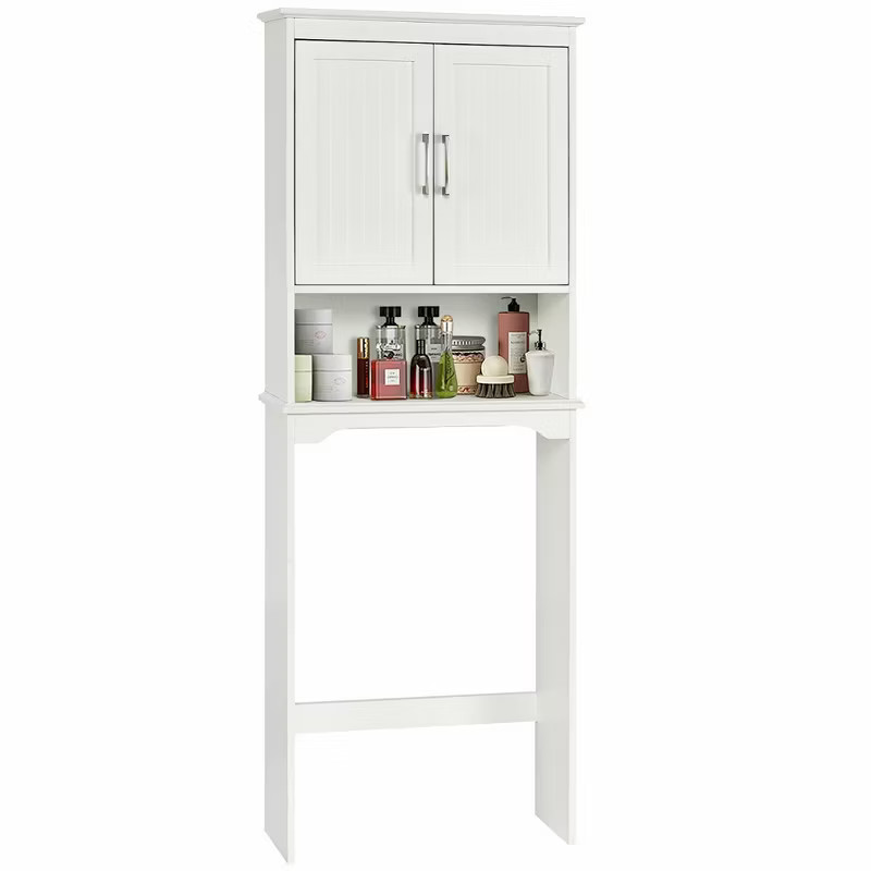 Costway Over The Toilet Space Saver Bathroom Organizer w/ Storage Cabinet & Shelf White | Target