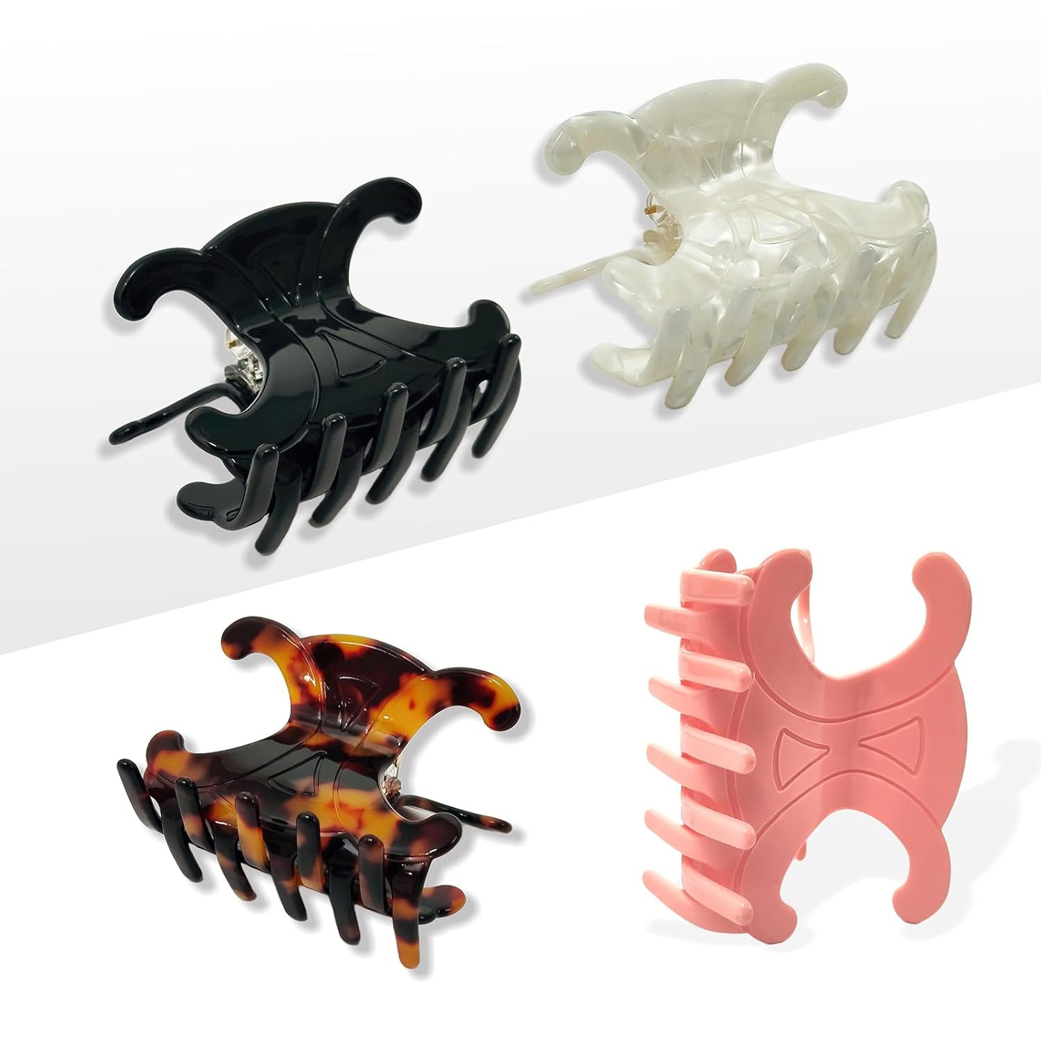 Acetate Hair Claw Clips 4-Pack - Medium-Sized Butterfly Clips with Secure Hold for Updos, Premium Durable Hair Clips (2.76 x 1.66 Inch) | Amazon (US)