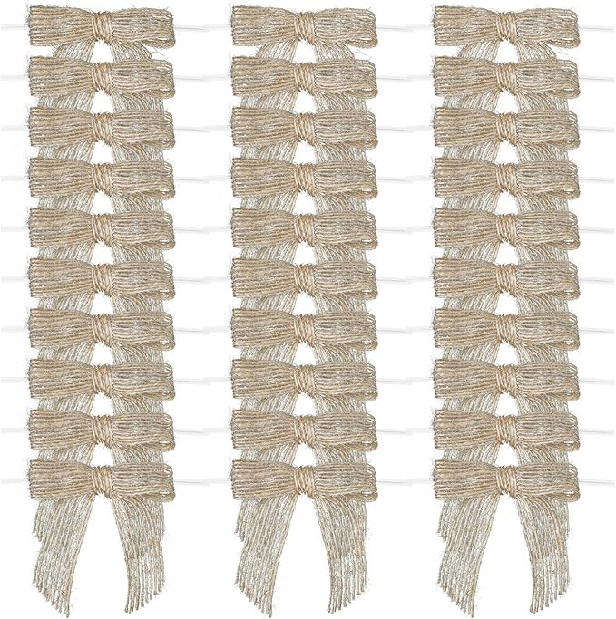 7Rainbows 30pcs Boutique 2.5" Burlap Ribbon Bows Craft Twist Tie Bows for Tying Up Packages Gift ... | Amazon (US)