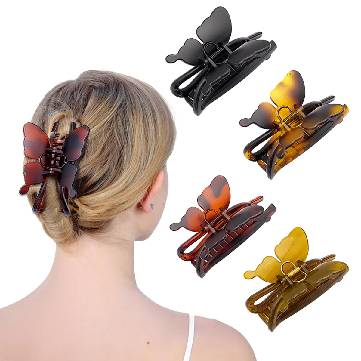 Butterfly Hair Clips,Nonslip Strong Hold Claw Clips for Women and Girls, Large 4.4 inch Hair Clip... | Amazon (US)