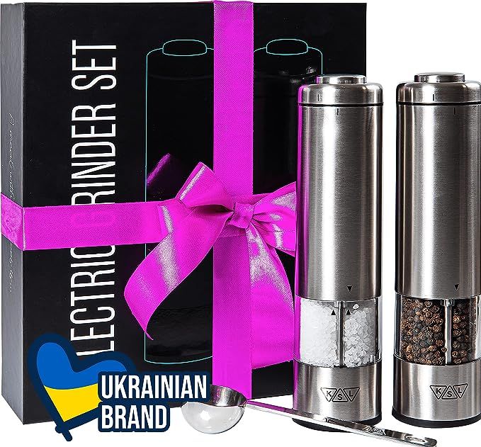 KSL Electric Salt and Pepper Grinder Set - Adjustable Powered Shakers - Automatic One Hand Mills ... | Amazon (US)