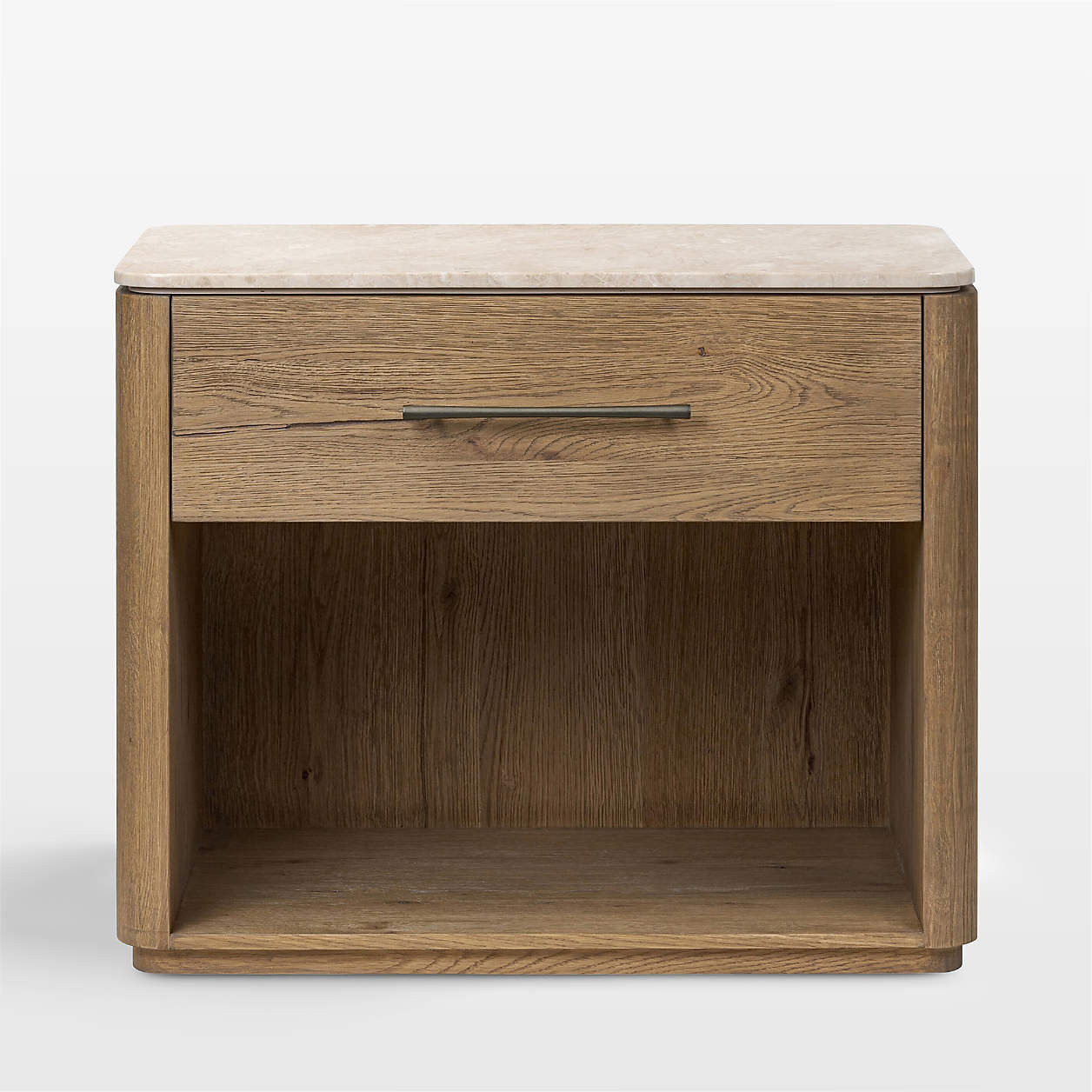 Raleigh 30" Oak Wood and Marble Nightstand | Crate & Barrel | Crate & Barrel