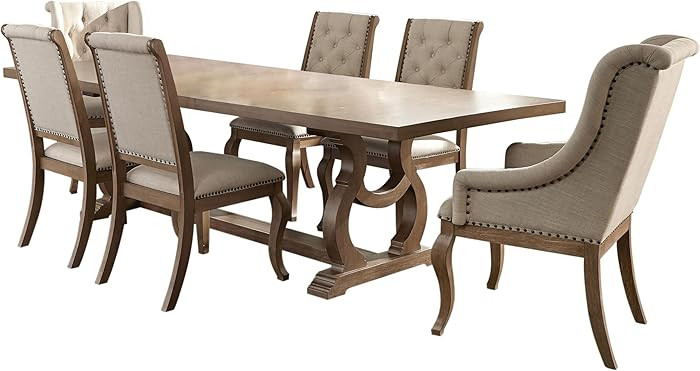 Coaster Home Furnishings - Brockway - 7-Piece Wood Dining Table Set - Double Pedestal Base, Table... | Amazon (US)