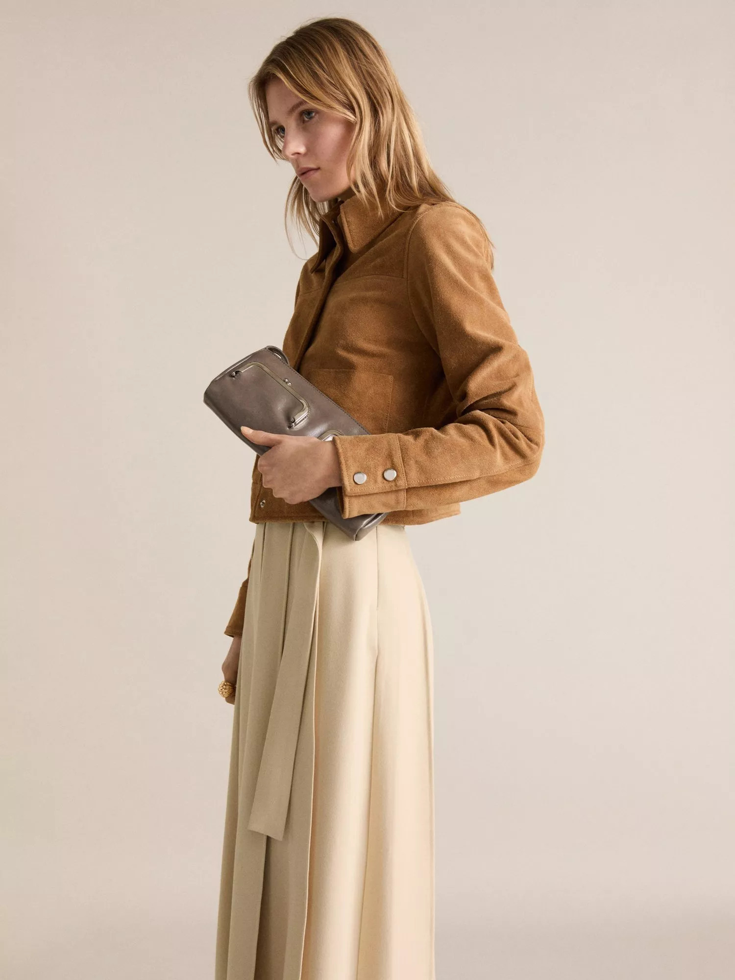 Mango Biscuit Pure Suede Jacket, Medium Brown | John Lewis (UK)