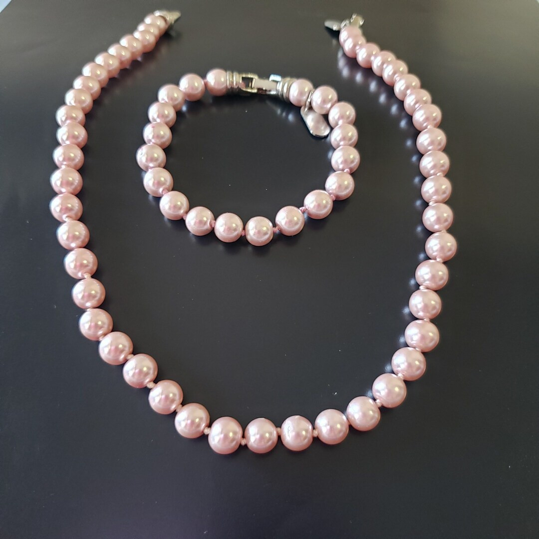 Vintage Kissaka Pearl Necklace ,bracelet . Wedding .bridal Classic Pink .lilac Necklace .kissaka ... | Etsy (US)
