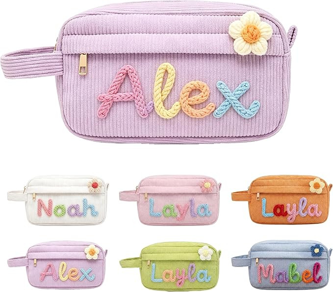 custom Corduroy Pencil Bag, Custom Name Zipper Pencil Case for Men Women Teens, Large Capacity St... | Amazon (US)