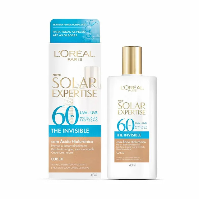 Protetor Solar L'Oréal Paris Solar Expertise The Invisible FPS 60 Cor 3.0 40ml | Drogasil BR