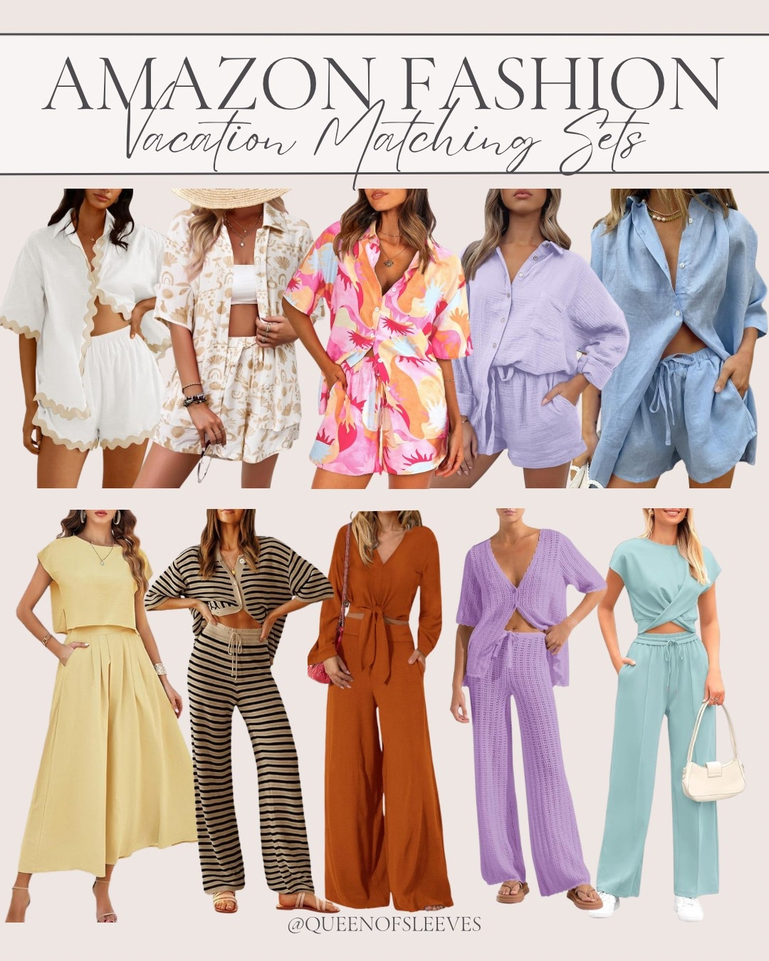 Vacation Matching Sets | Vacation Outfits | Resort Wear | Resort Outfits | Beach Vacation Outfits | 2 Piece Matching Shorts Set | 2 Piece Matching Pants Set 

#LTKStyleTip #LTKTravel #LTKFindsUnder50