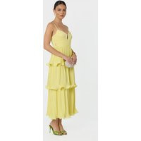 ASTR the Label | Lupin Pleated Tiered Maxi Dress in Light yellow |  Size M | ASTR The Label (US)