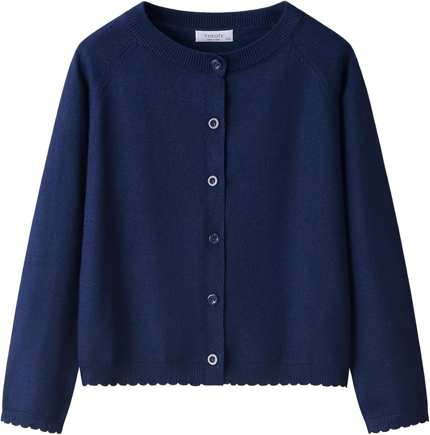 Girls Cardigan Basic Raglan Sleeve Uniforms Knit Button Sweater Tops | Amazon (US)