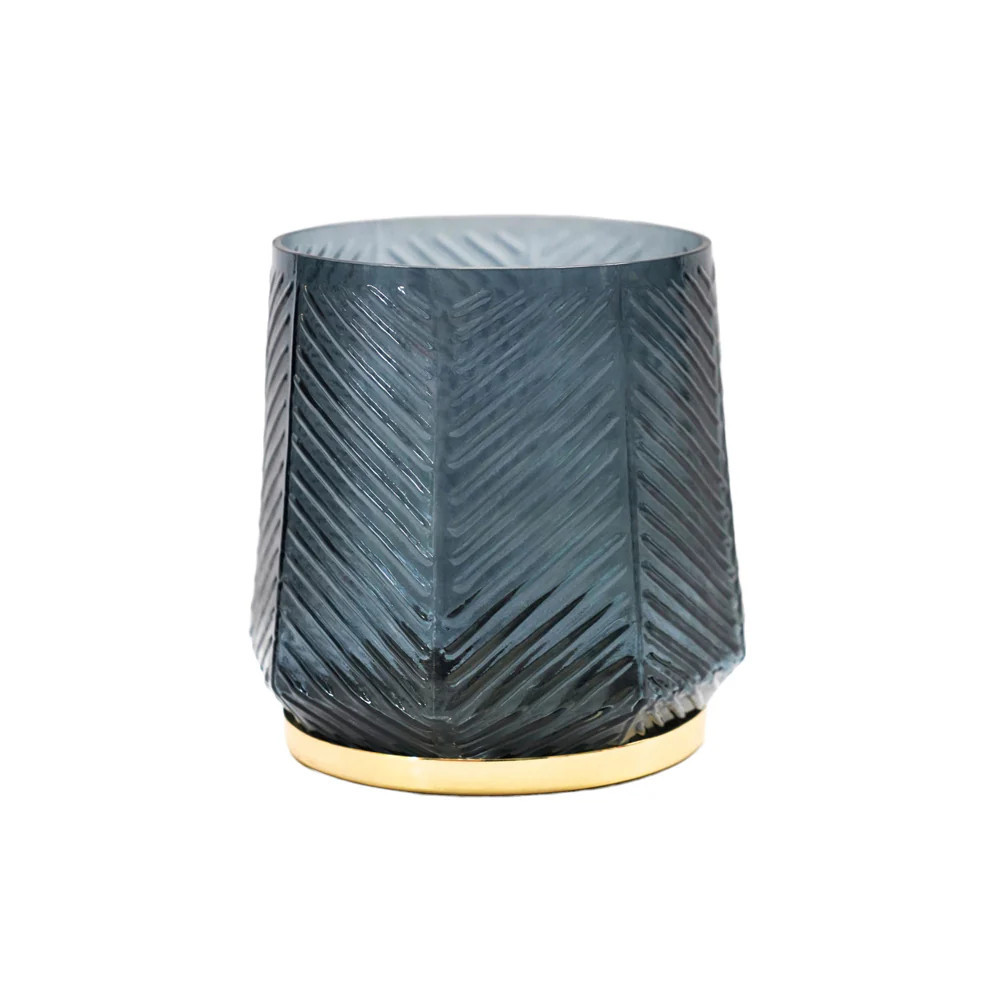 Ivyline Elm Embossed Candle Holder Soft Blue | Olivia's