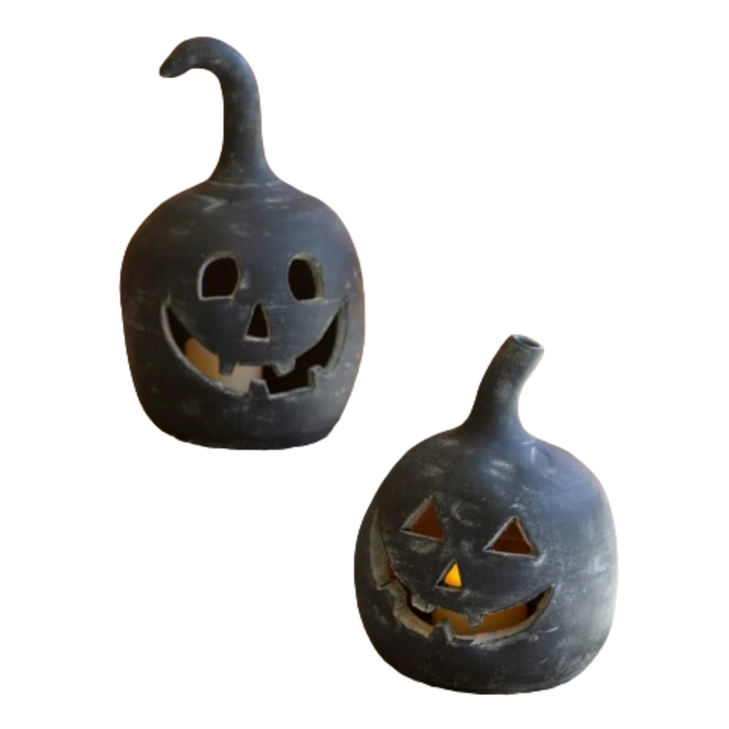 SET OF TWO BLACK CLAY JACK-O-LANTERNS | Wayfair North America