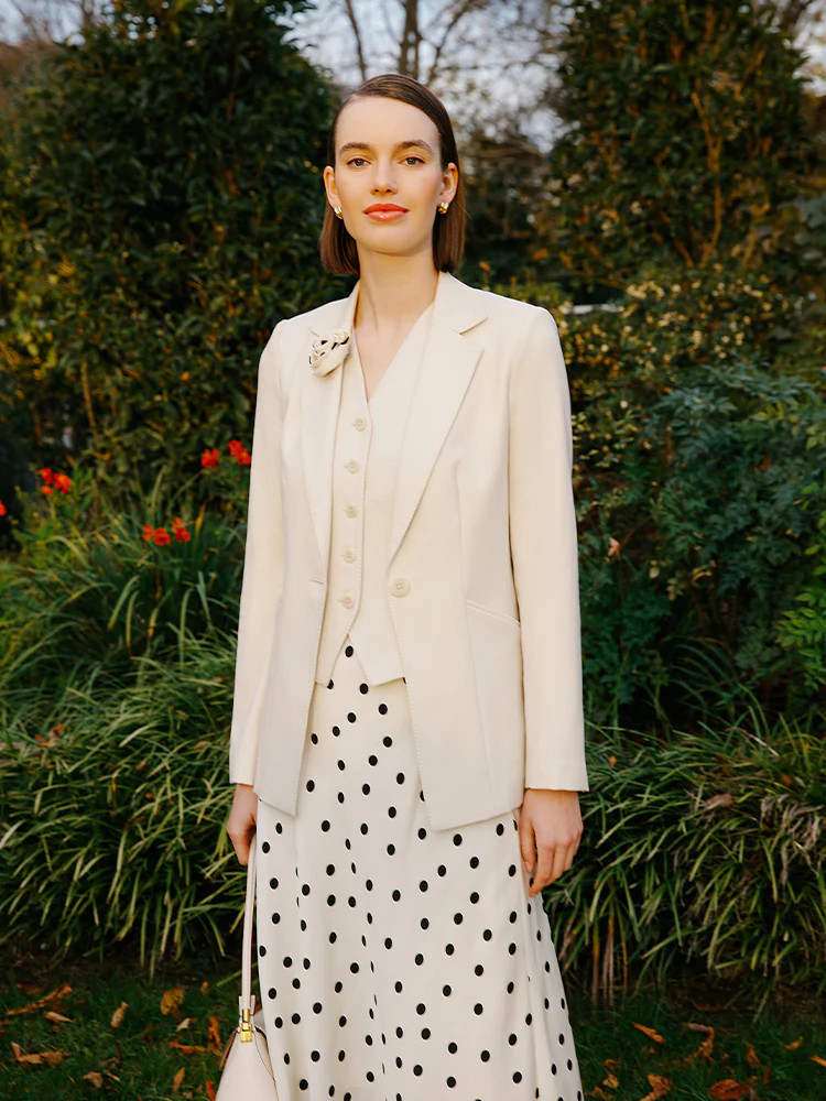 Blazer femme en laine peignée à un bouton | GOELIA