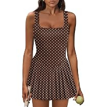 Athletic Dress for Women Built in Shorts U Neck Womens Tennis Dress Pleated with Pockets Sleevele... | Amazon (US)