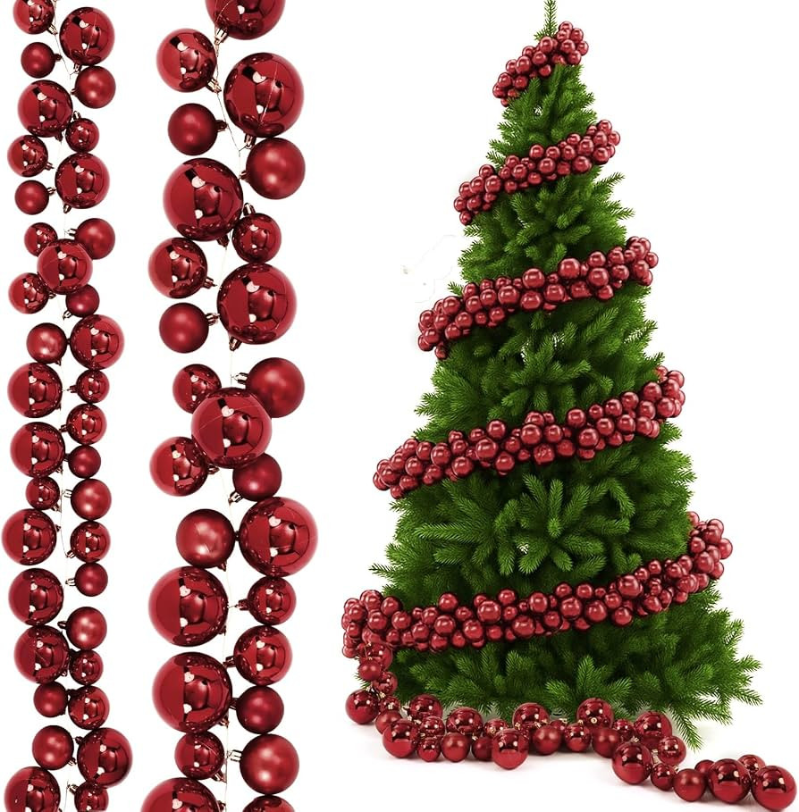 Sosation 30 Ft Christmas Ball Garland Red Burgundy 300 Pcs Large Balls Ornament Jumbo Big Oversiz... | Amazon (US)
