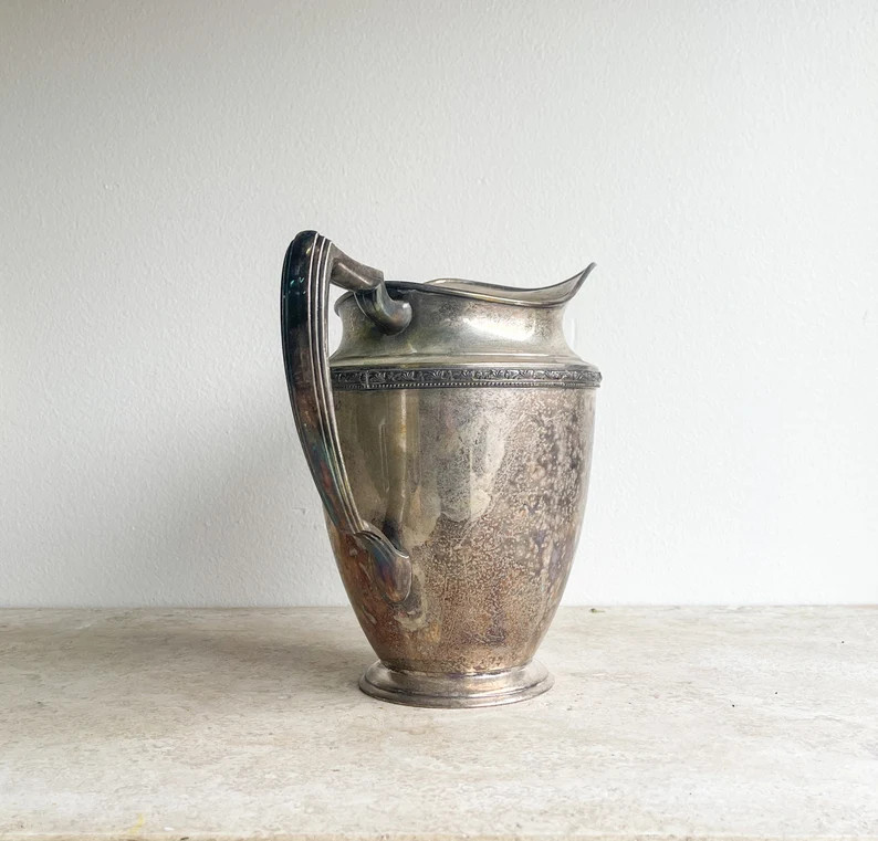 Vintage Silver Water Pitcher Arbor WM A Rogers 7897 Tarnished Shabby Silverplate - Etsy | Etsy (US)