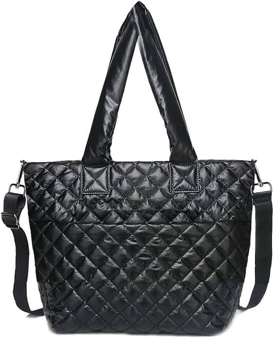 Hsitandy Quilted Tote Bag for Women,Weekender Bag,Light Nylon Quilted Crossbody Shoulder Bag for ... | Amazon (US)
