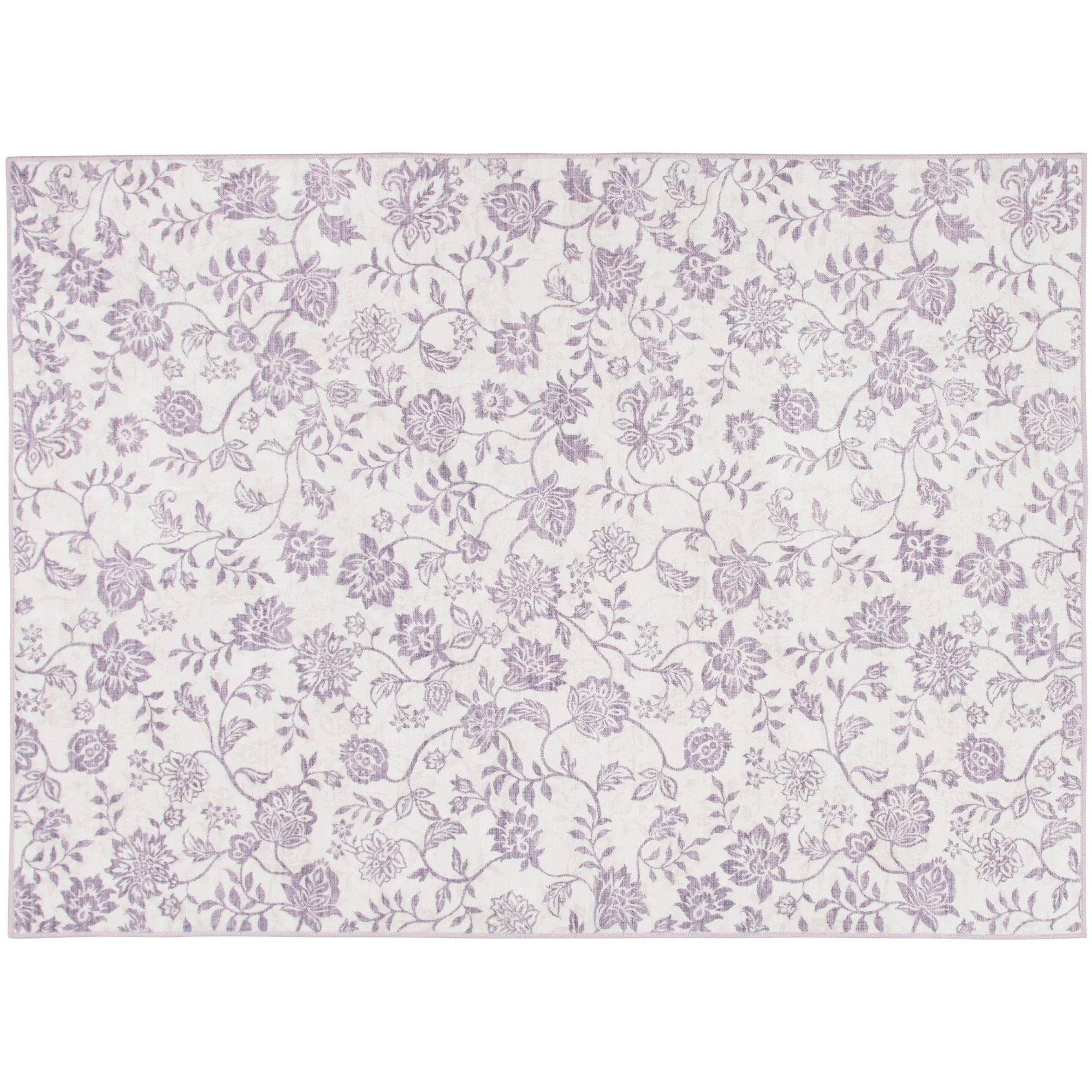 Mainstays Lavender Floral Faux Fur Indoor Accent Rug, 4'x5'6" | Walmart (US)