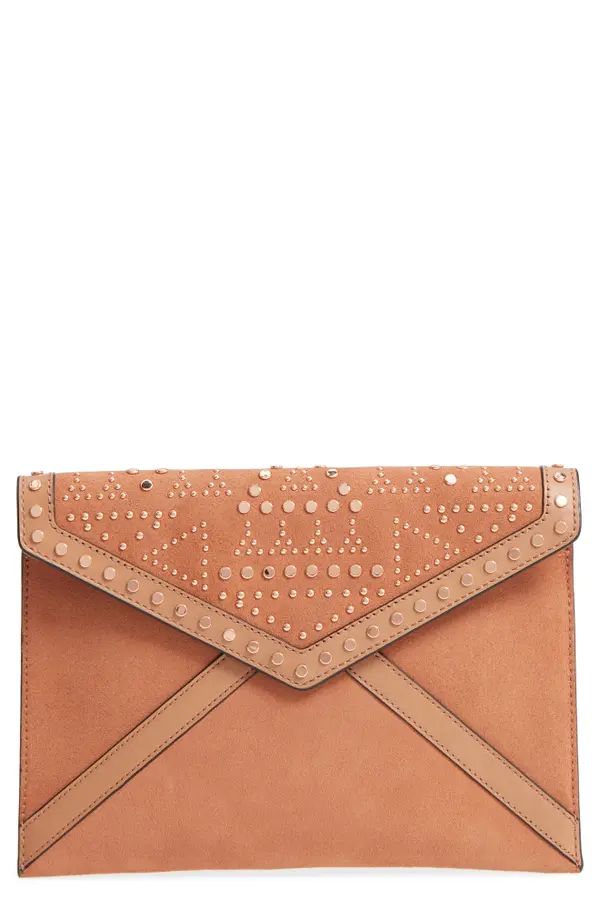 Leo Studded Leather & Suede Clutch | Nordstrom