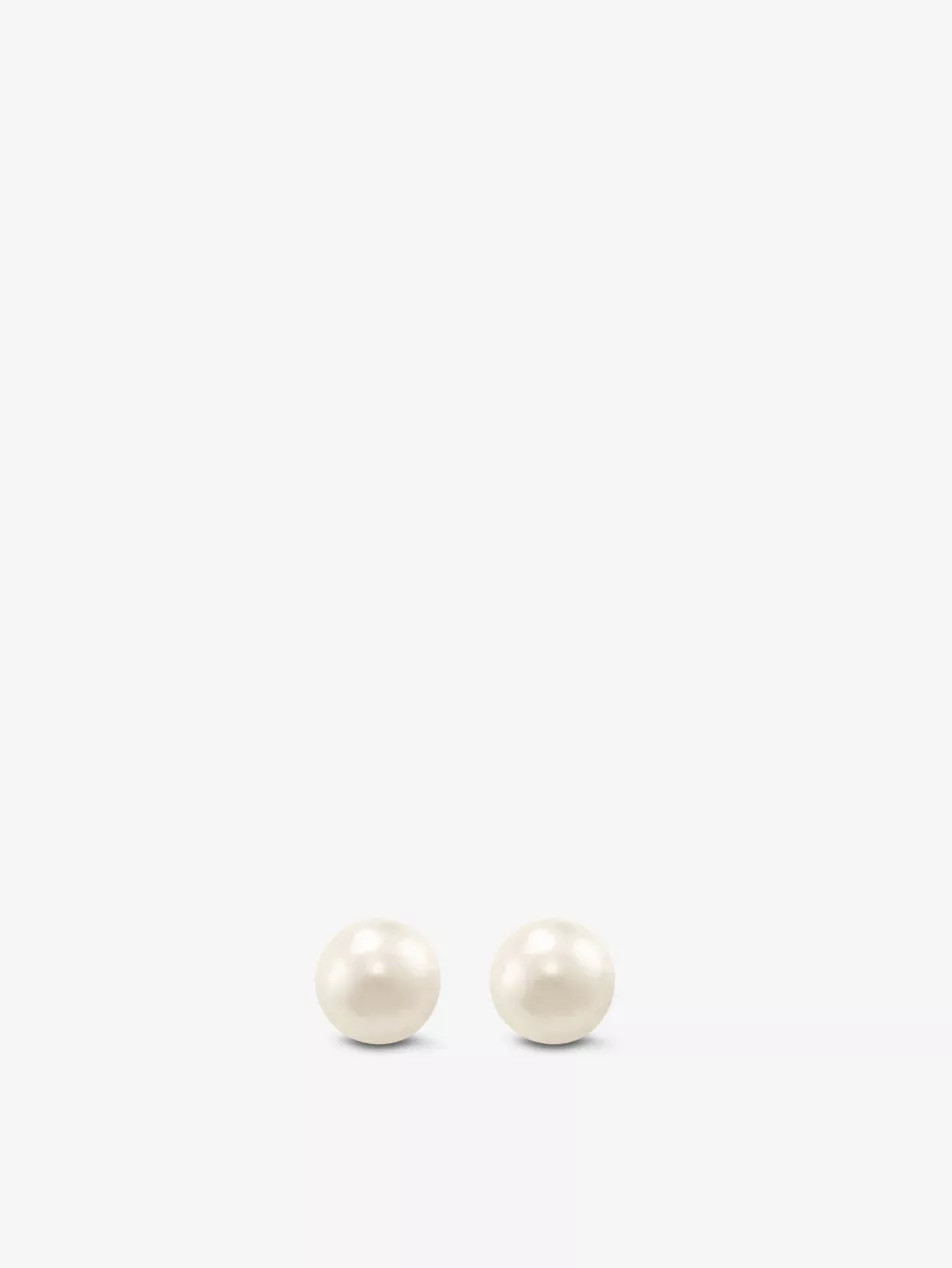 Sterling-silver and freshwater pearl stud earrings | Selfridges