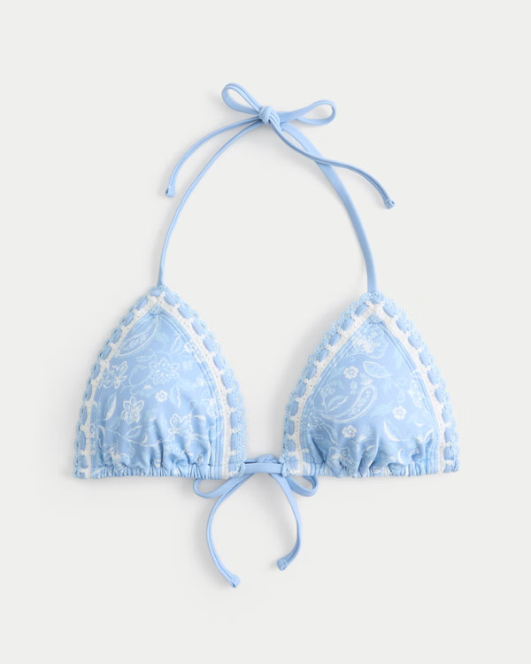 Crochet-Style Mixed Triangle Bikini Top | Hollister (US)