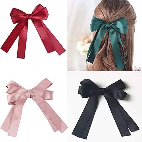 Hair Clips Barrettes For Women Bowknot Big Hair Bow With Long Brocade Tassel Ribbon Hair Clips Cl... | Amazon (US)