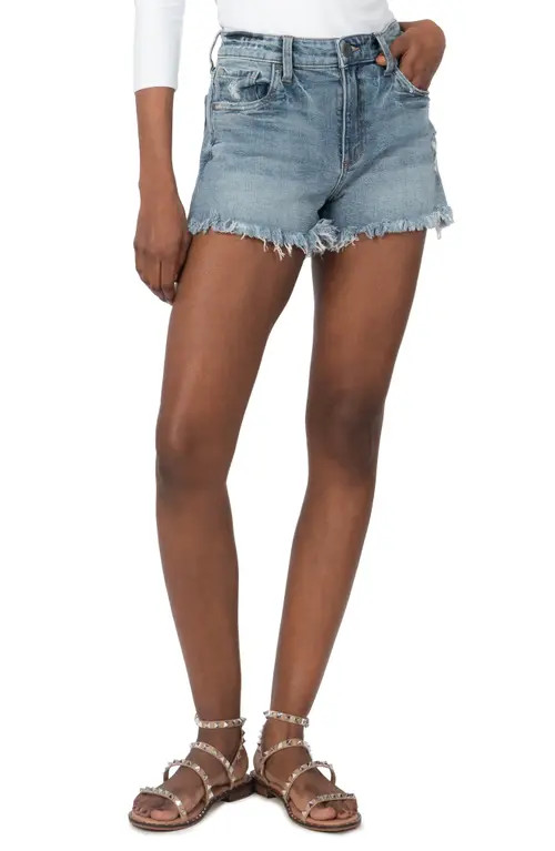 KUT from the Kloth Jane High Waist Distressed Fray Hem Cutoff Denim Shorts in Proactive at Nordstrom | Nordstrom
