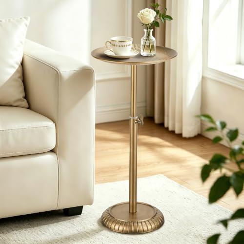 Adjustable-Height Small Drink Table,Round Pedestal Side Table with Craved Tabletop,Vintage Cockta... | Amazon (US)